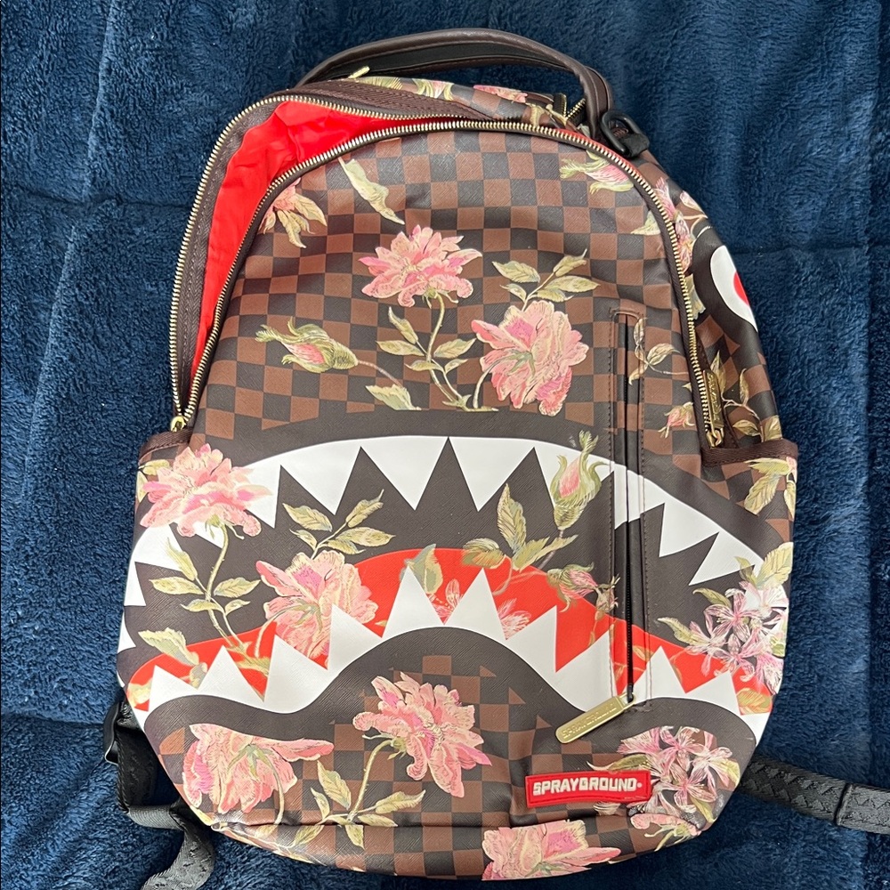 Sprayground Floral Shark Brown Backpack